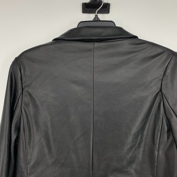 Love Tree Blazer Black Faux Leather Double Button Lined Jacket - Picture 8 of 9